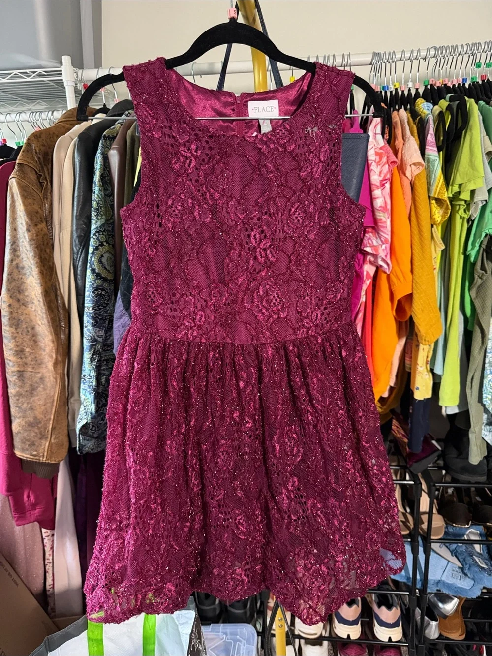The Children's Place cranberry Lace Dress size girls 16